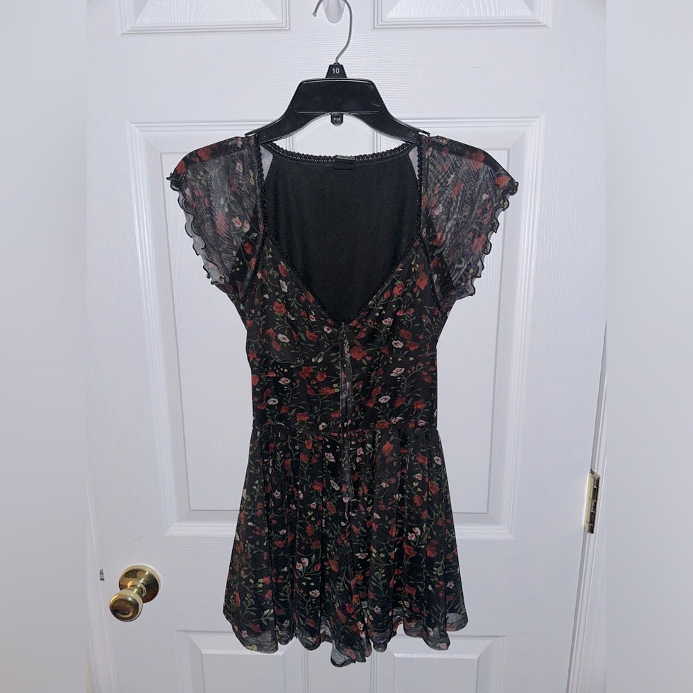 UO Floral Mesh Milly Romper
